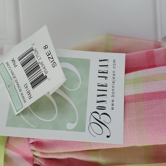 New with tags Bonnie Jean size 8 pink and green plaid Easter spring dress - Picture 3 of 3